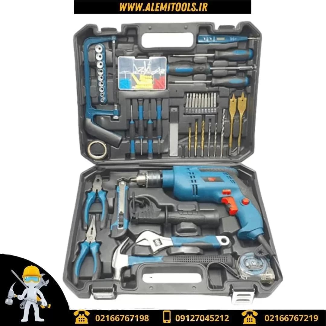 کیت دریل چکشی 100 عددی باس مدل BS1308