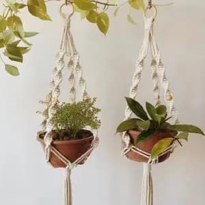 آویز گلدان مکرومه دکوراتیو طرح طبیعت