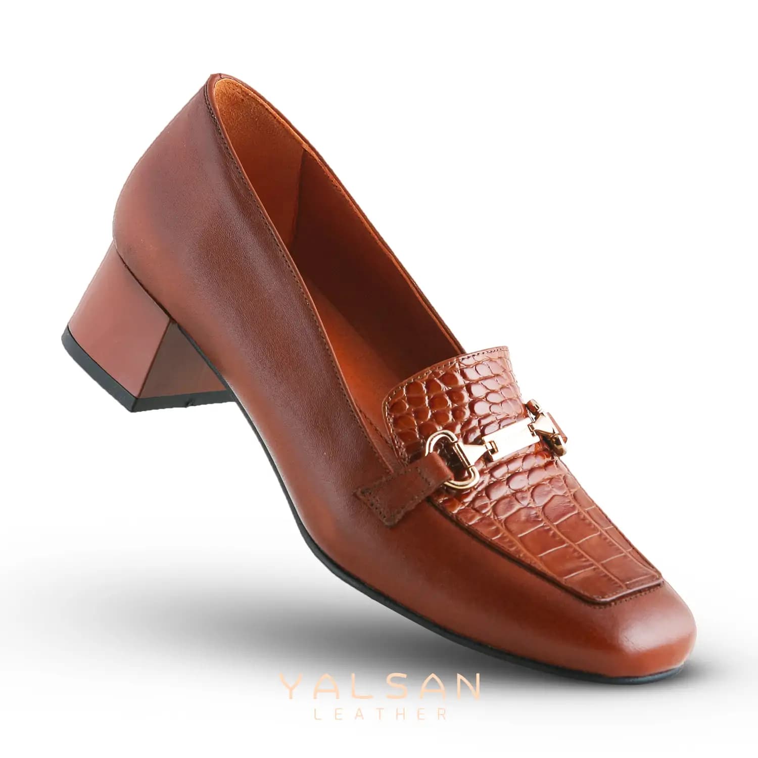 کفش پاشنه دار زنانه چرم یلسان مدل سرنا کد 621-GC