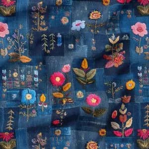 پارچه مخمل روبالشی پارچه باما طرح سه بعدی گل کد 5013888