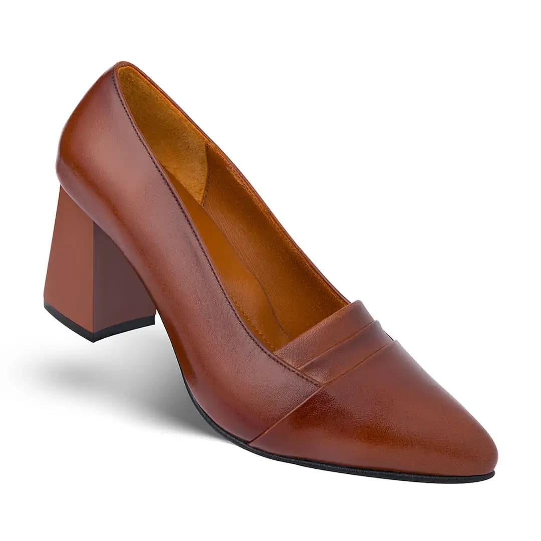 کفش پاشنه دار زنانه چرم یلسان مدل تارا کد 613-GN