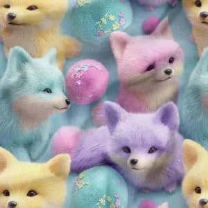 پارچه مخمل کوسن مبل پارچه باما طرح سه بعدی روباه کیوت کد 5014052