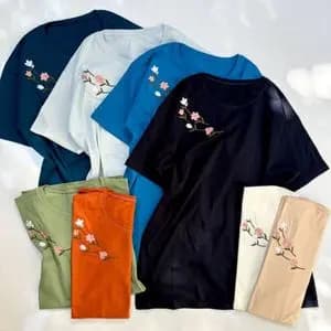 تیشرت نخ پنبه گلدوزی زنانه