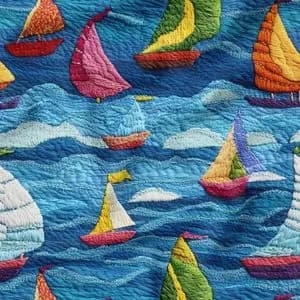 پارچه مخمل کوسن مبل پارچه باما طرح 5 بعدی دریا و کشتی کد 5013575