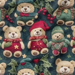 پارچه مخمل طرح سه بعدی تدی زمستونی کد 5013488