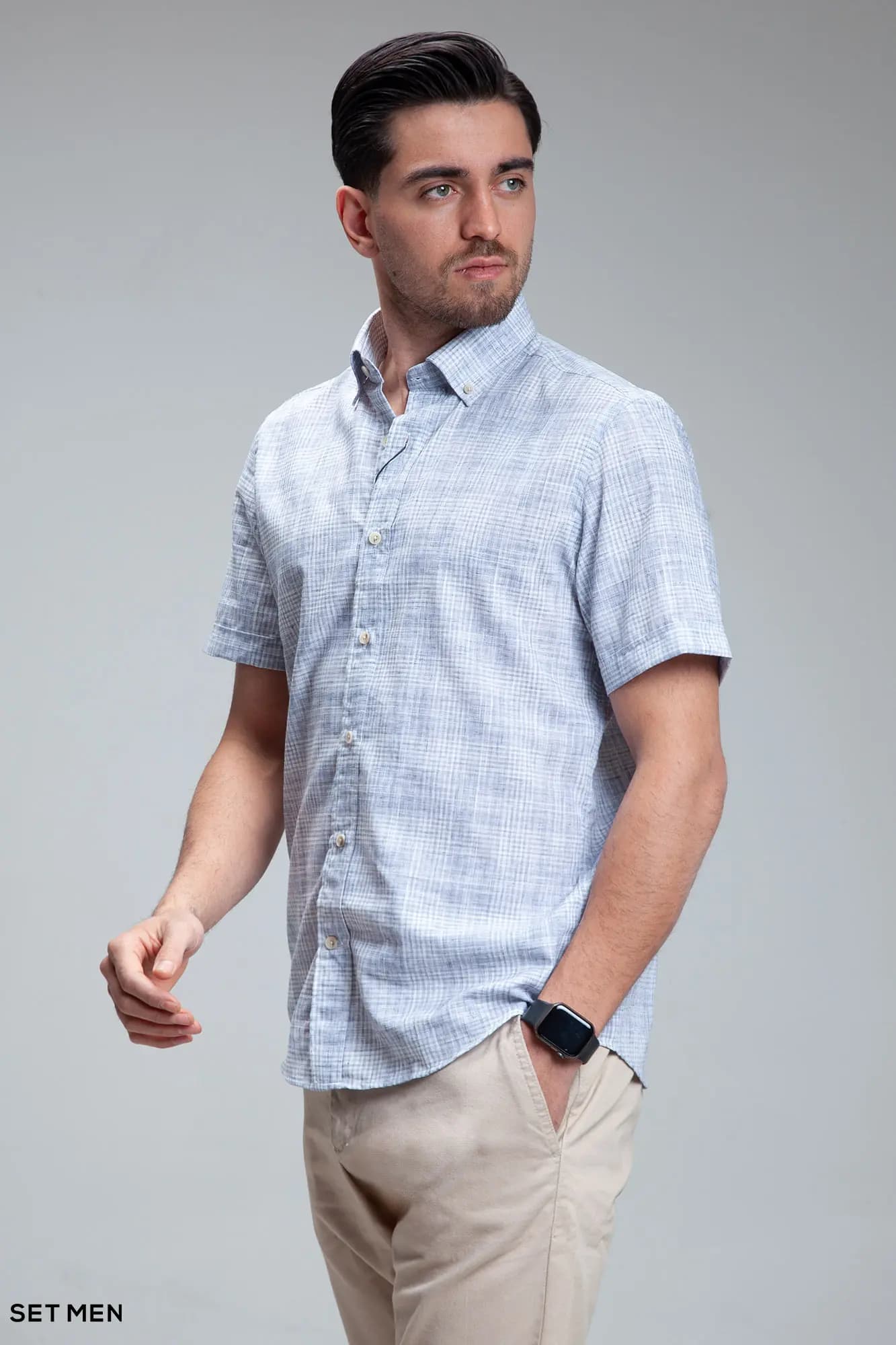 پیراهن مردانه آستین کوتاه لینن