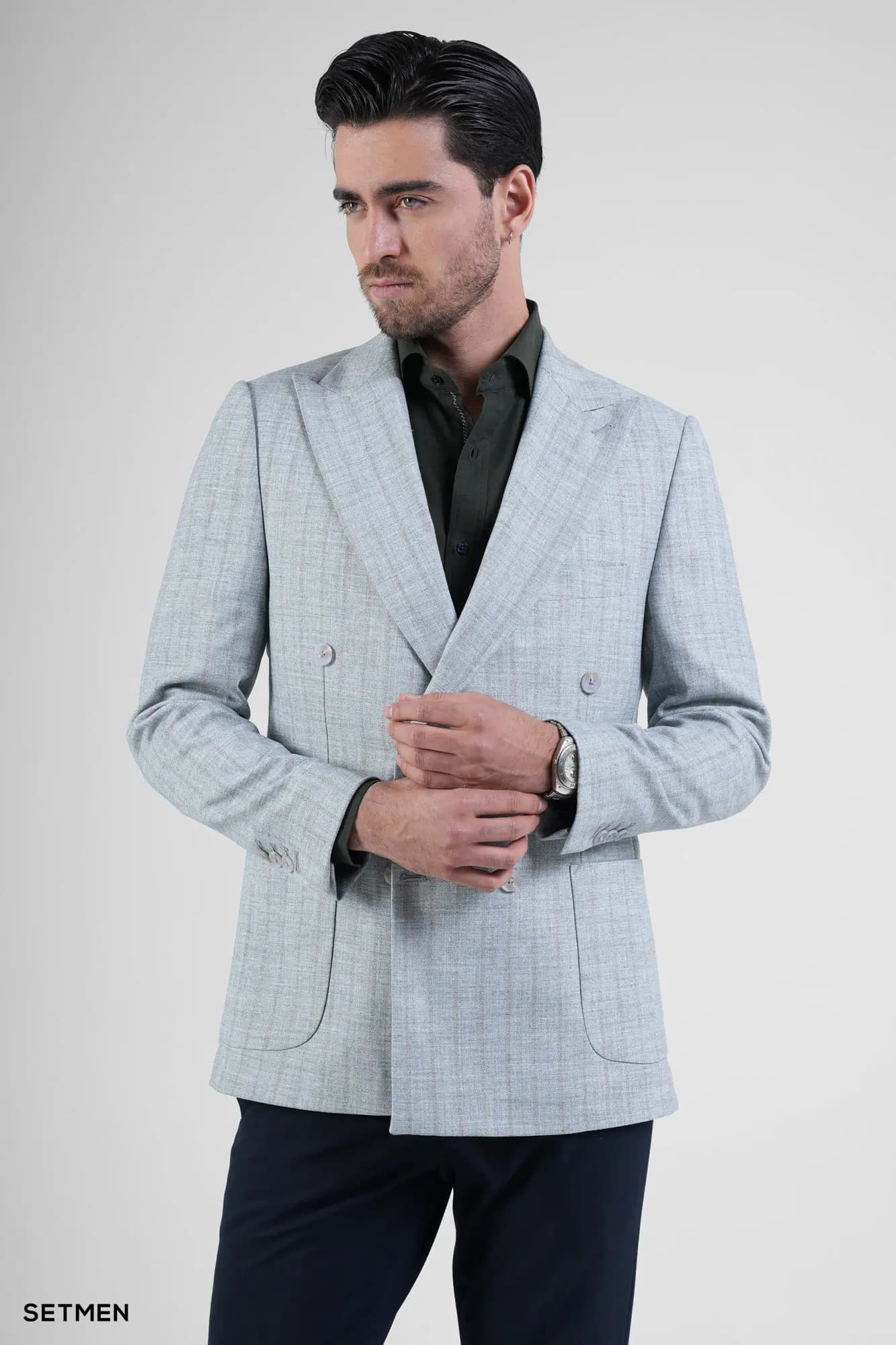 کت مردانه نیم آستر شش دکمه دیپلمات