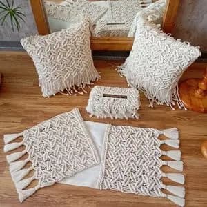 ست کامل مکرومه بافی مدل برگ