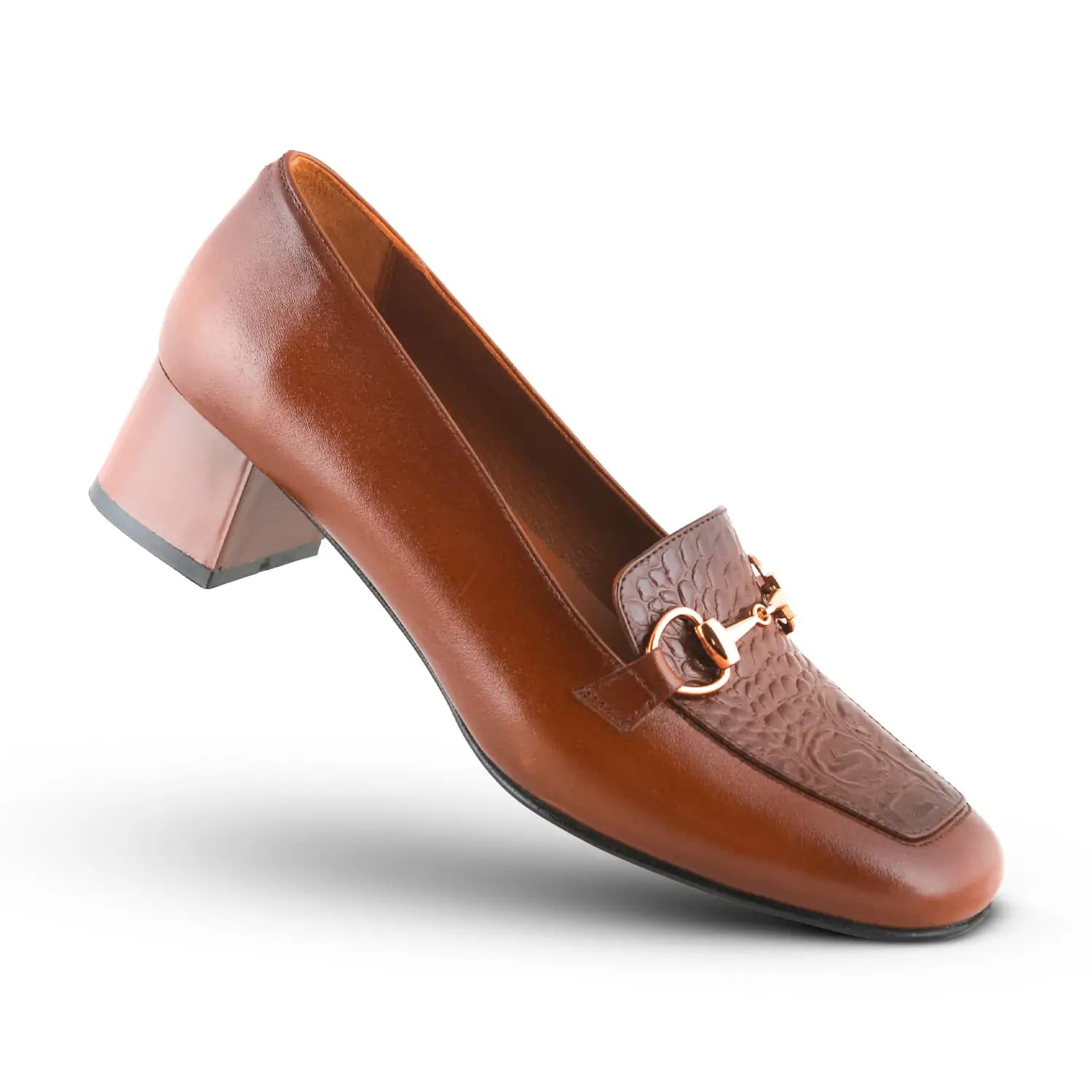 کفش پاشنه دار زنانه چرم یلسان مدل سرنا کد621-GAN