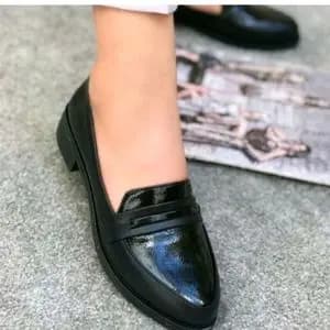 کفش زنانه کالج زنانه مدل ورنی رنگ مشکی