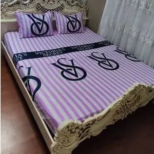 روتختی دونفره طرح ویکتوریا سکرت سفید صورتی روکش دونفره Victorias Secret