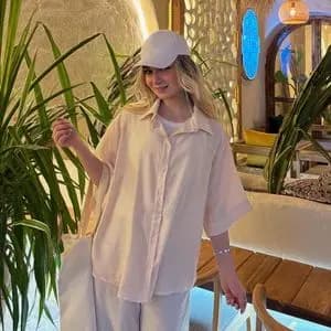 شومیز راه راه کرم