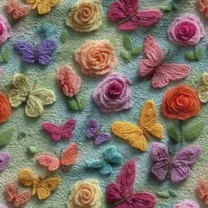 پارچه مخمل کوسن مبل پارچه باما طرح سه بعدی پروانه رنگی کد 5014086