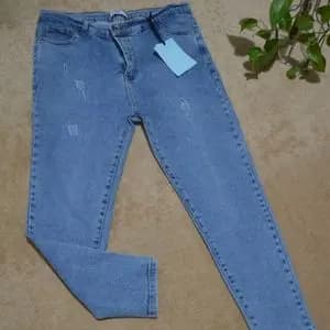 شلوار جین زاپ دار آبی