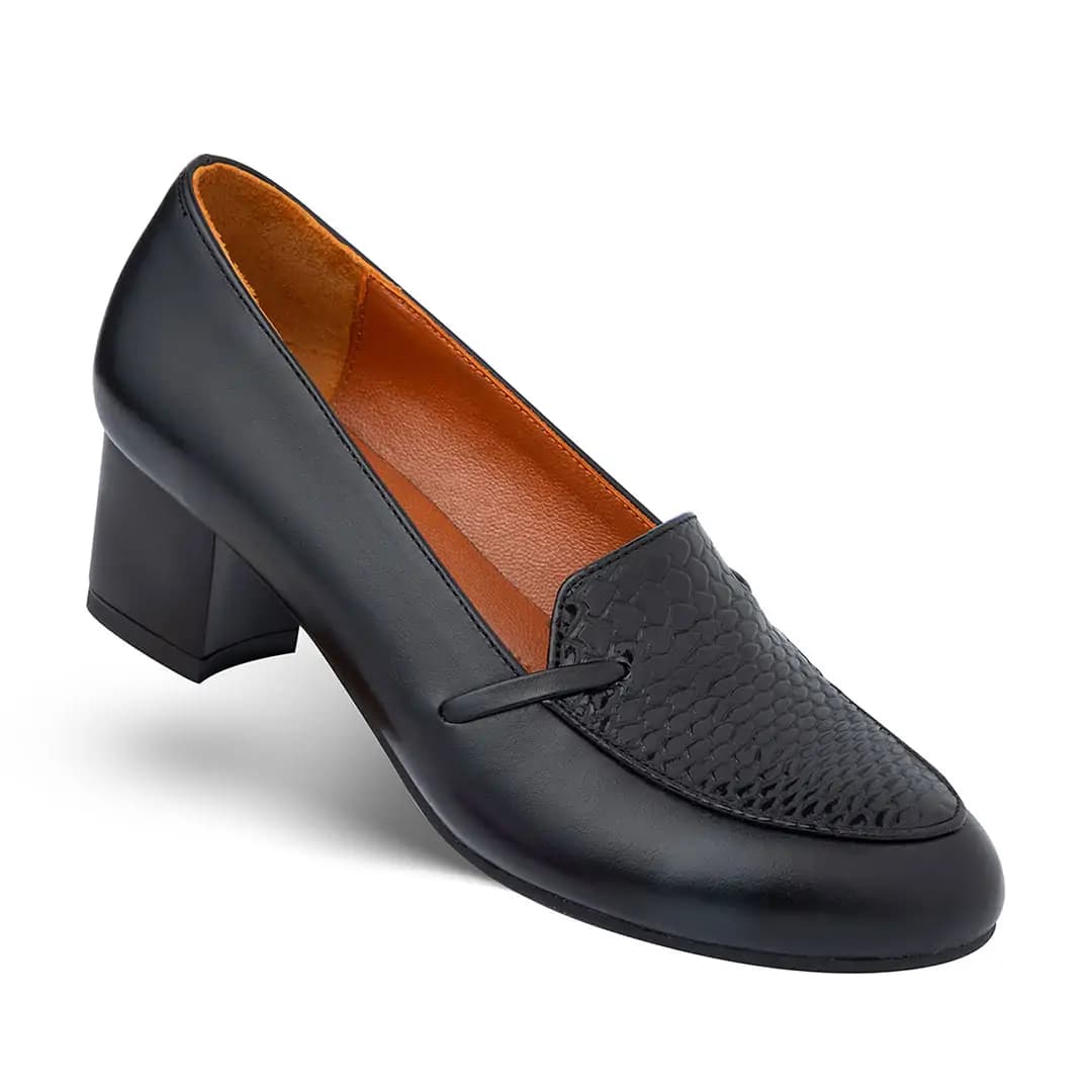 کفش پاشنه دار زنانه چرم یلسان مدل کلارا کد 601-MRV