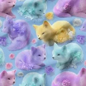 پارچه مخمل کوسن مبل پارچه باما طرح سه بعدی روباه کیوت کد 5014054