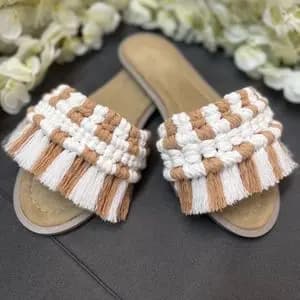 صندل مکرومه بافی مدل دو رنگ