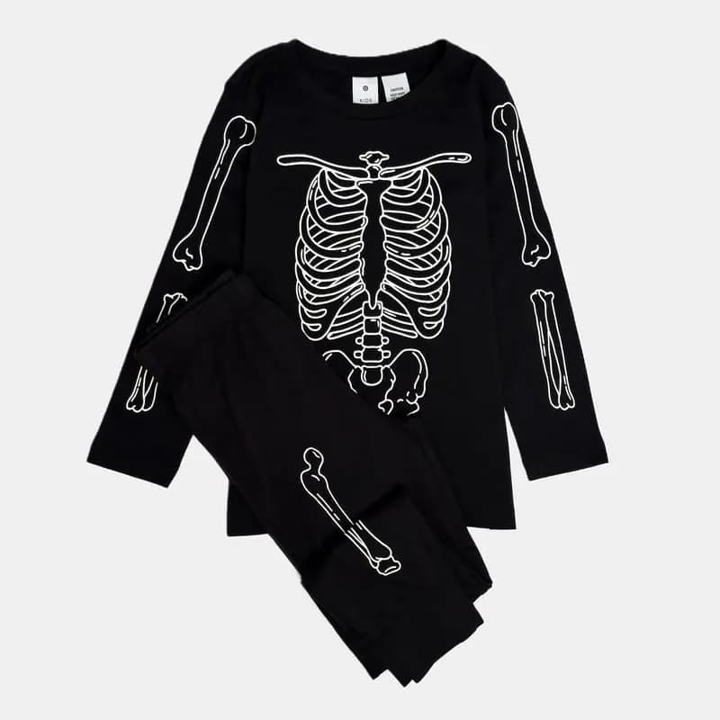 ست بلوز شلوار راحتی پسرانه طرح اسکلت کد141