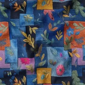 پارچه مخمل روبالشی پارچه باما طرح سه بعدی گل کد 5013897