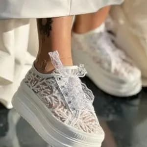 کفش ونس زنانه کفش گیپور لژدار مدل عروس