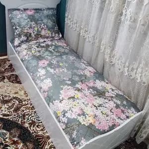 روتختی یک نفره شکوفه طوسی گل ریز صورتی ملحفه و روکش تخت یک نفره