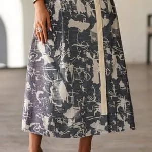 دامن نخی طرحدار سه دکمه