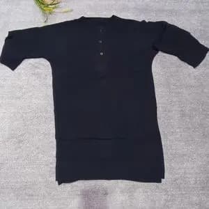 مانتو زنانه جلو بسته مشکی محرمی قواره دار خنک آستین طبقه ای کد 01