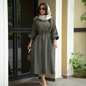 ساحلی لینن مدل پرتو + کمربند چرم