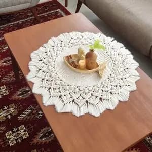 رومیزی گرد مکرومه دکوراتیو مدرن برند ارت بیوتی