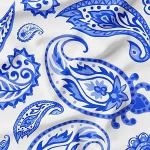 پارچه لباس ساحلی پارچه الف مدل کرپ بوگاتی طرح سنتی بته جقه کد 4011259