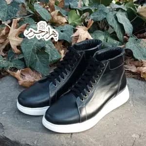 نیم بوت مردانه ونس شیک چرم طبیعی دست دوز مدل ادوین مشکی