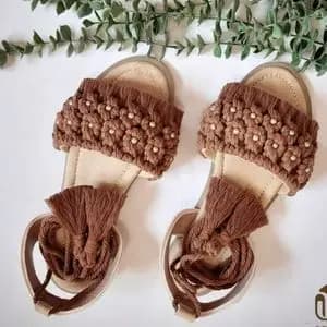 صندل مکرومه بافی مدل گل بابونه