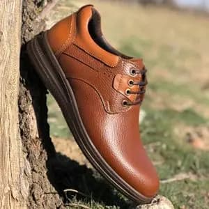 کفش چرم مردانه بندی وجدانی رنگ عسلی