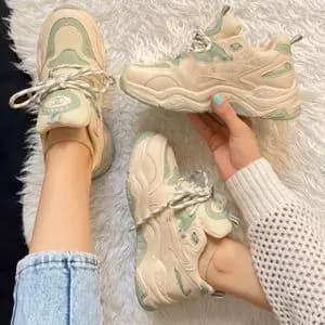 کفش لژدار زنانه مدل چنل بارب رنگ کرم سبز