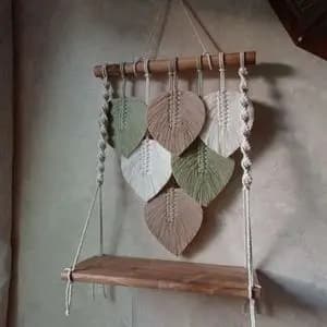 شلف چوبی مکرومه بافی طرح هاله رنگ دلخواه