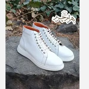 نیم بوت مردانه ونس شیک چرم طبیعی دست دوز ادوین سفید