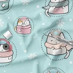 پارچه ملحفه مدل مخمل طرح گربه زمستانی کد 5011413