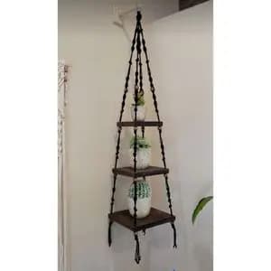 شلف چوبی سه طبقه خاص مکرومه طرح شگفت انگیز