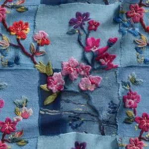 پارچه مخمل روبالشی پارچه باما طرح سه بعدی گل کد 5013900