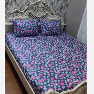 روتختی نیم ست دونفره گل صورتی زمینه طوسیo