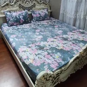 نیم ست روتختی دونفره گل دار صورتی ابرنگ