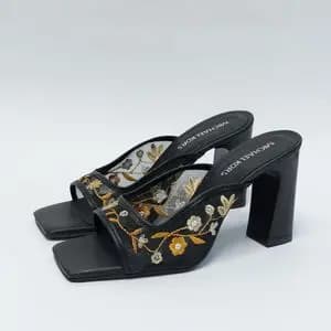 کفش زنانه مجلسی توری گلدوزی شده پاشنه بلند جدید