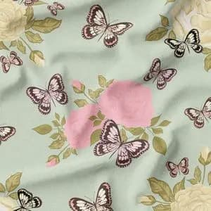 پارچه لباسی شومیز پارچه الف مدل کرپ بوگاتی طرح پروانه کلاسیک کد 4011130