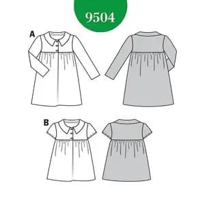 الگو خیاطی تونیک و سارافون دخترانه بوردا کیدز کد 9504 سایز 3 تا 7 سال متد مولر