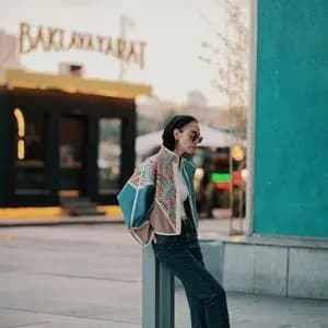 کت زنانه سوزن دوزی آبی