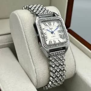 ساعت زنانه نگیندار مجلسی بند استیل