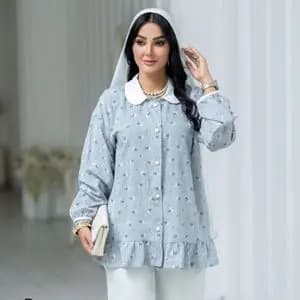 مانتو گل گچی یقه سفید