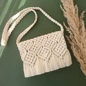 کیف زنانه مکرومه بافی طرح دار