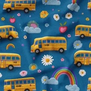 پارچه مخمل کوسن مبل پارچه باما طرح سه بعدی اتوبوس شاد کد 5014155