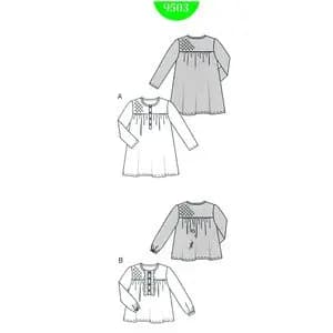 الگو خیاطی تونیک و بلوز دخترانه بوردا کیدز کد 9503 سایز 18 ماه تا 6 سال متد مولر